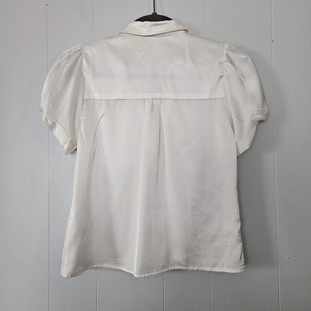 Monteau Los Angeles Blouse Women XS Short Sleeve Satin Classic Interview